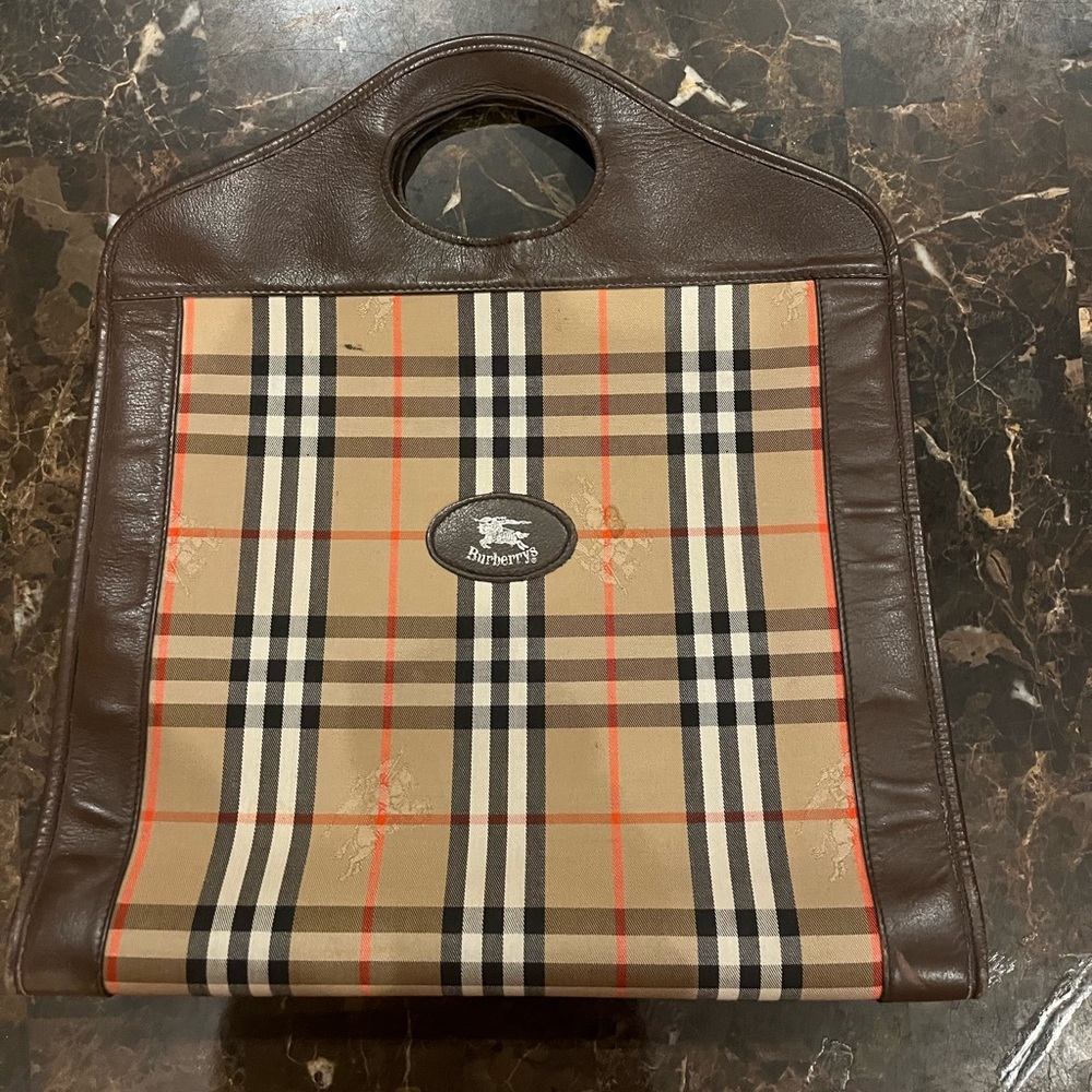 Vintage 90s Burberry Checkered Brown and Tan Tote